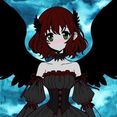 manga woman with large wings