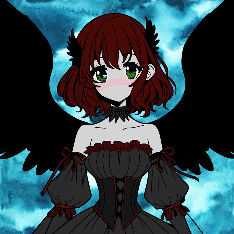 manga woman with large wings