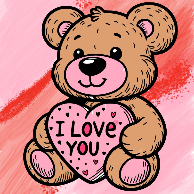 teddy bear holding an i love you heart