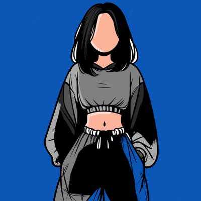 realistic girl faceless with baggy pants and a crop top