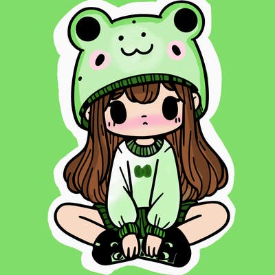 a girl wearing a frog hat and some frog socks