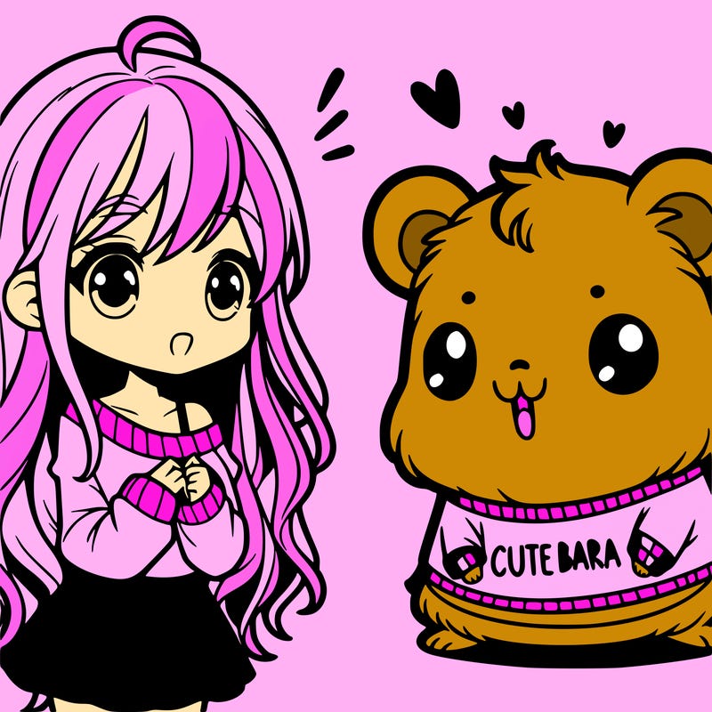a girl holing a cabybara and the cabybara is wearing a shirt that says cute-bara