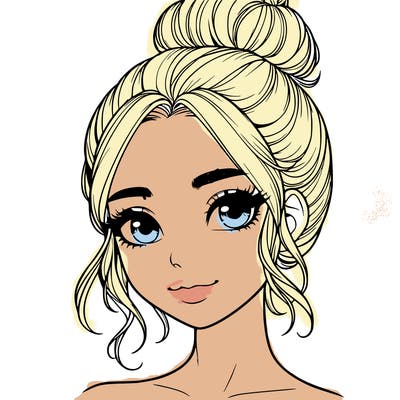 realistic pretty girl with hair in bun