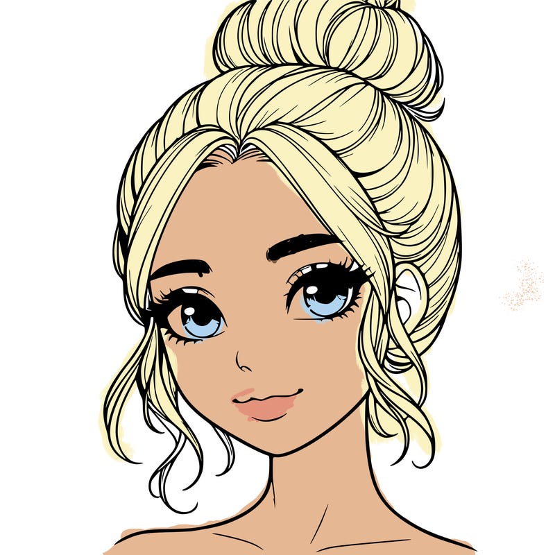 realistic pretty girl with hair in bun