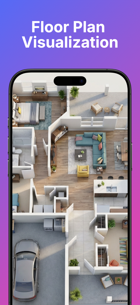 Ai Decorator - Design Snap - 3D floor plan visualization of a modern home interior