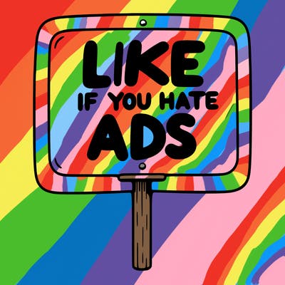 a sign that says like if you hate ads