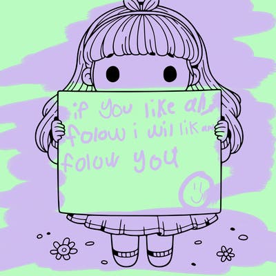 a girl holding a blank pices paper