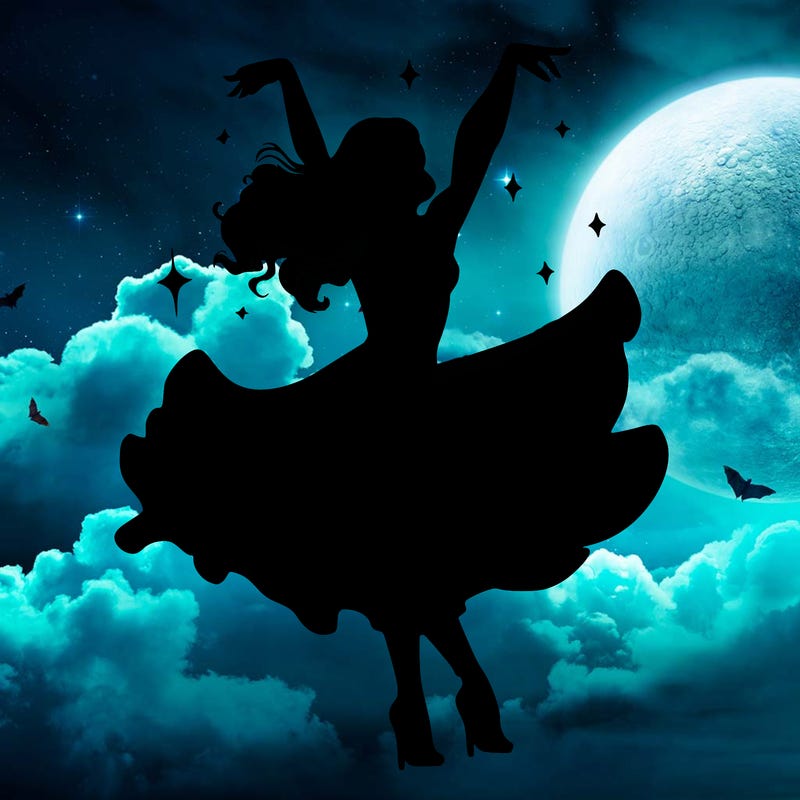 dancer dancing with a shimmery costume on realistic