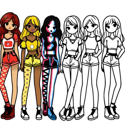 a group of girls wearing crop tops and shorts