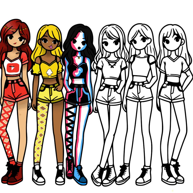 a group of girls wearing crop tops and shorts