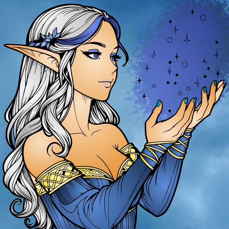 realistic elf girl doing magic