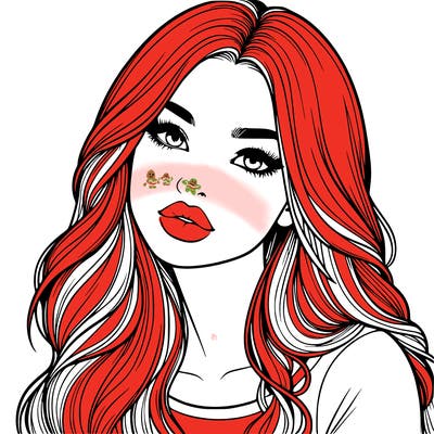 realistic girl with hair on her hair and lips
