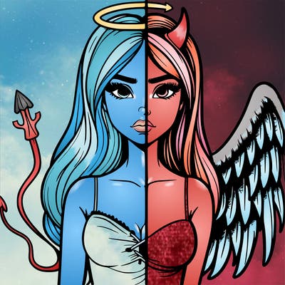 devil vs angel realistic girl