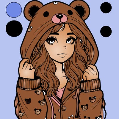 realistic girl in a animal pjs hoodie