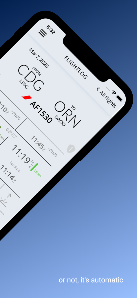 FlightLog App - FlightLog app interface showing detailed flight log data and flight times for pilots