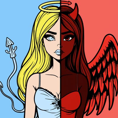 devil vs angel realistic girl