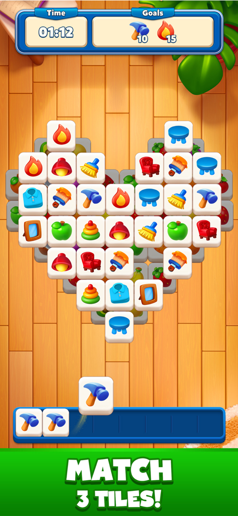 Goodwill Tiles: Match & Rescue - A heart shaped tile matching puzzle in the Goodwill Tiles game.