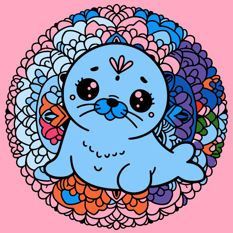 a cute baby seal mandala