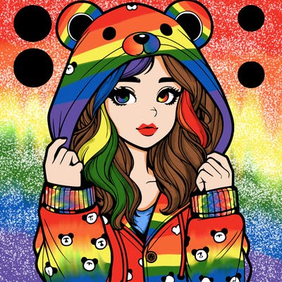 realistic girl in a animal pjs hoodie