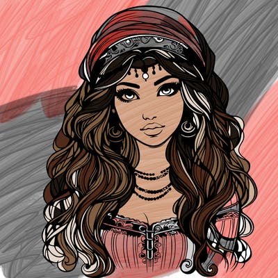 realistic beautiful mysterious gypsy girl