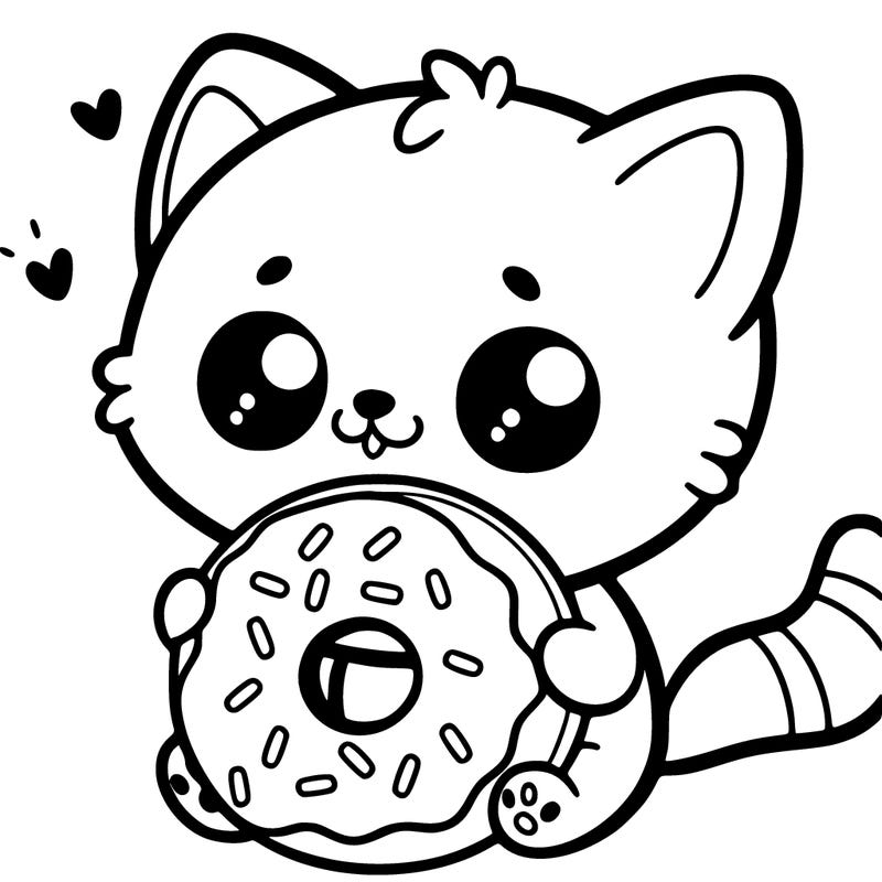 kitty eating a donut