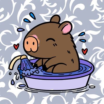 capybara taking a bath