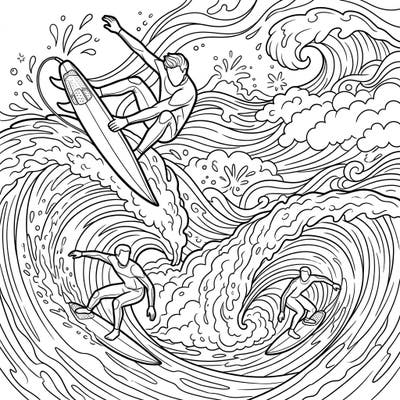 Experience the thrill of the ocean with our Shortboard Surfers coloring page. Featuring daring aerials and powerful maneuvers, this design captures the exhilarating spirit of modern performance surfing.