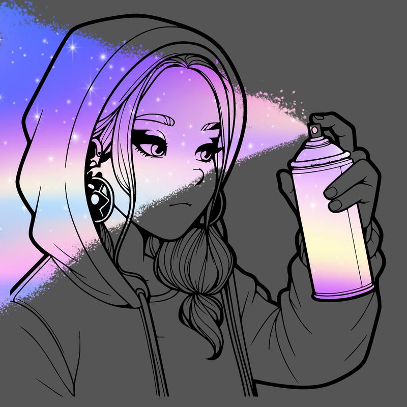 a realistic girl, spray painting