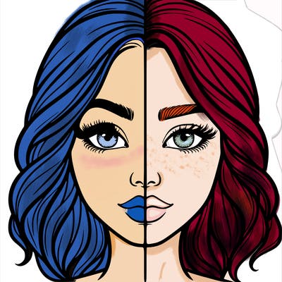 realistic girl split half