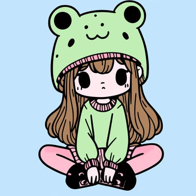 a girl wearing a frog hat and some frog socks