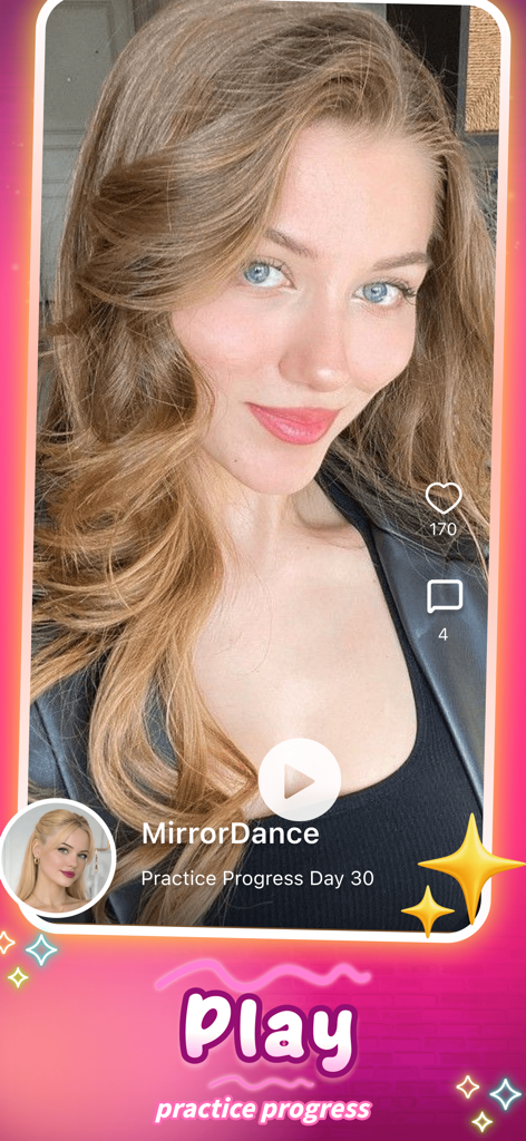 Popor - Beam & Video - Poporソーシャルネットワーキングアプリでダンス練習ビデオを共有する若い女性。