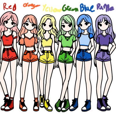 a group of girls wearing crop tops and shorts