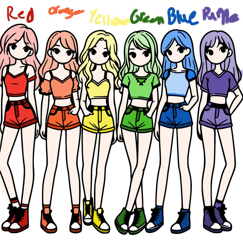 a group of girls wearing crop tops and shorts