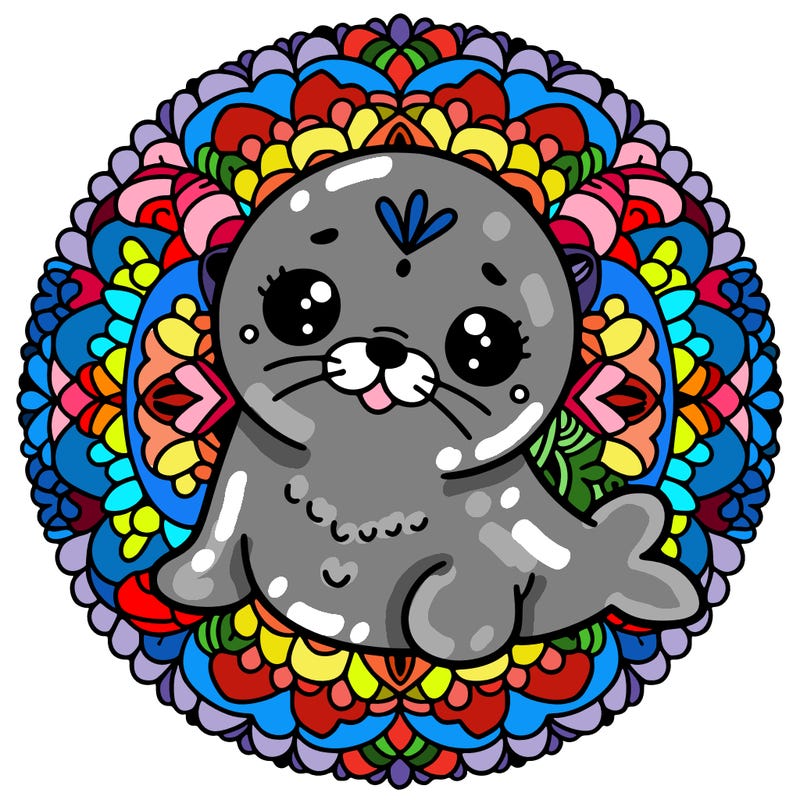 a cute baby seal mandala