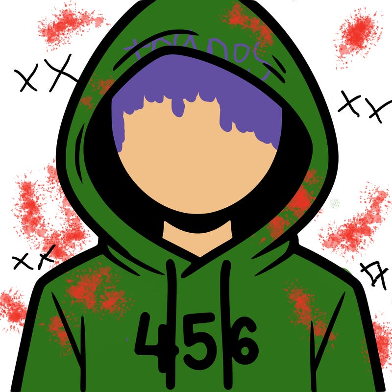 a person with non face waering a hoodie with a 456 symbol