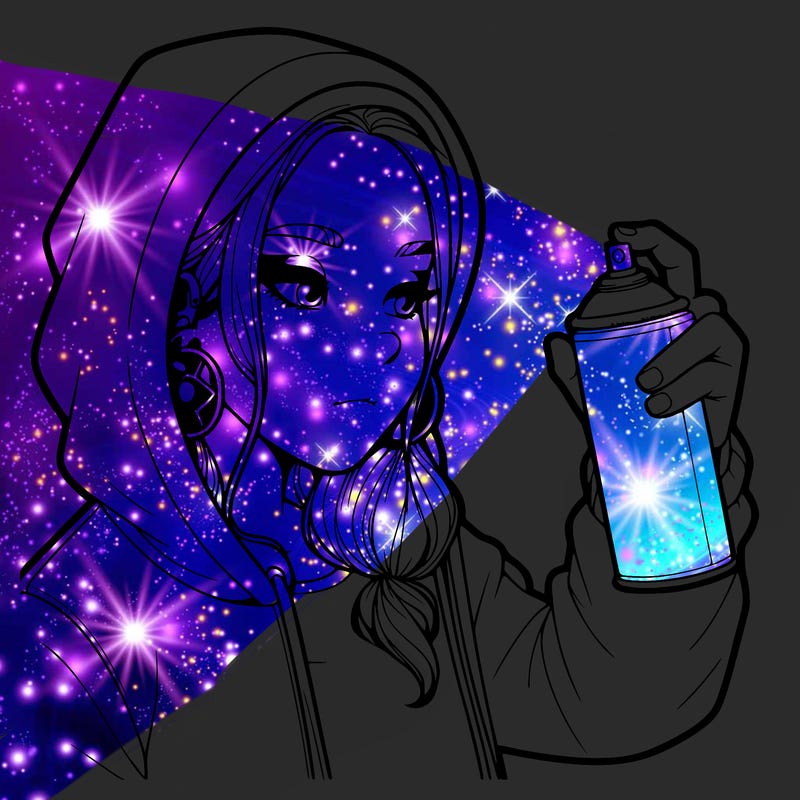 a realistic girl, spray painting