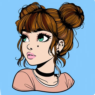 realistic girl with spacebuns