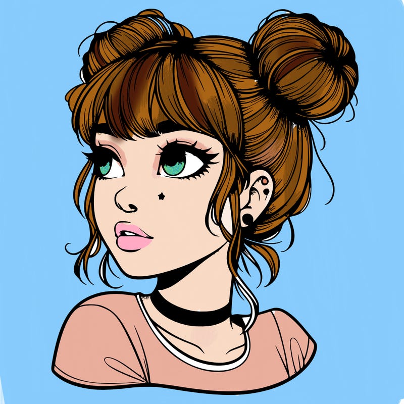 realistic girl with spacebuns