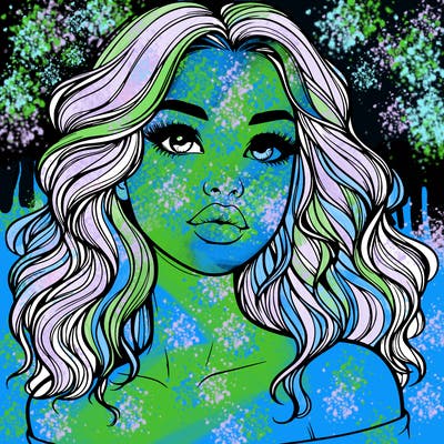 realistic girl with wavy hair and lips