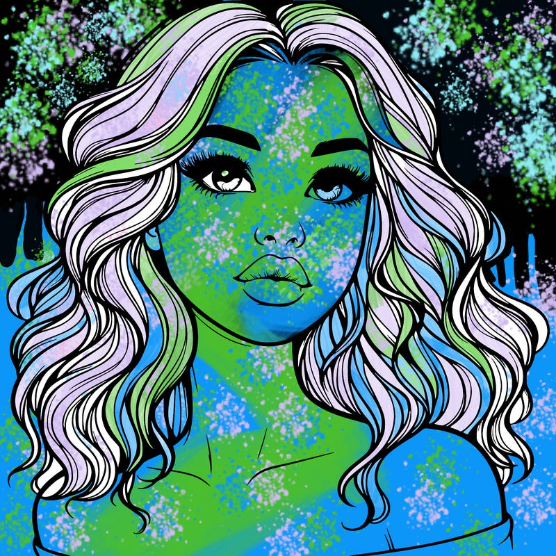 realistic girl with wavy hair and lips