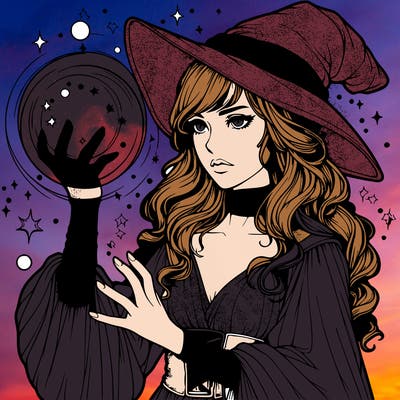 realistic women sorcerer using magic