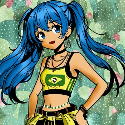 anime girl wearing crop top