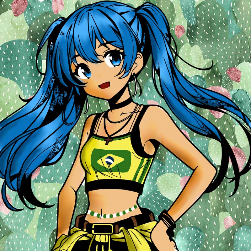 anime girl wearing crop top