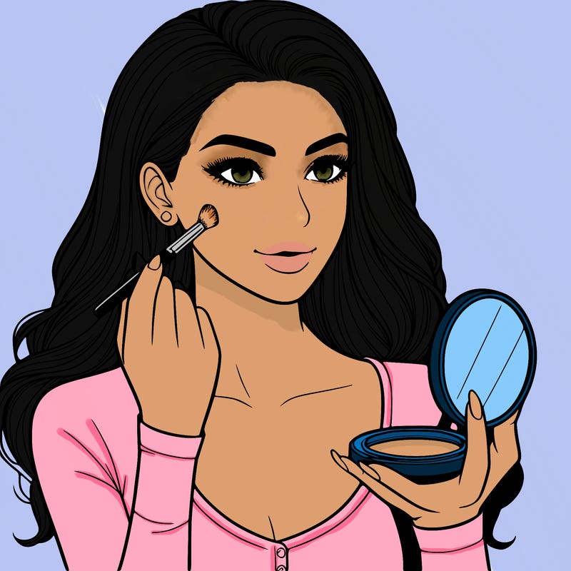 realistic girl doing makeup