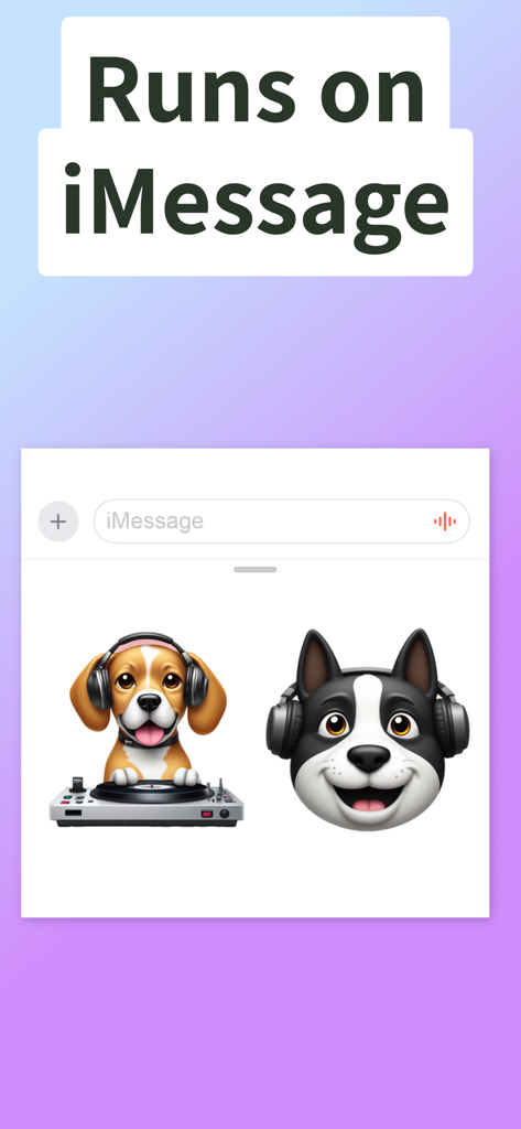 Genemoji - AI Emoji Maker - Genemoji app interface showing custom AI dog emojis used within the iMessage platform