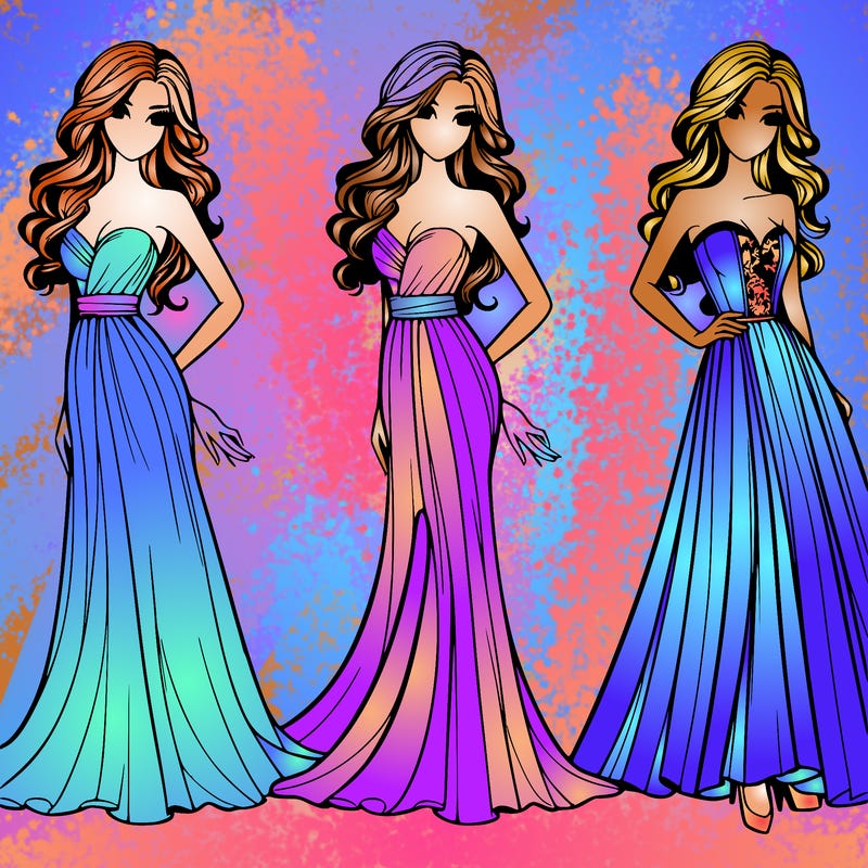 beautiful woman in long silky dress