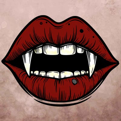 lips with vampire teeth