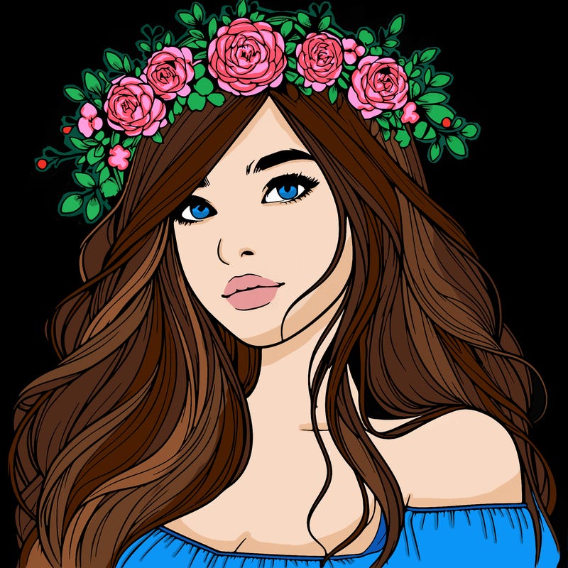 realistic girl with flower crown