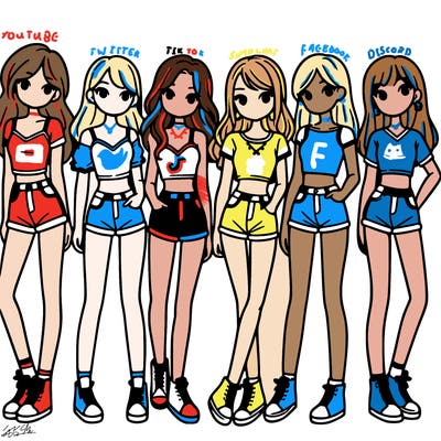 a group of girls wearing crop tops and shorts