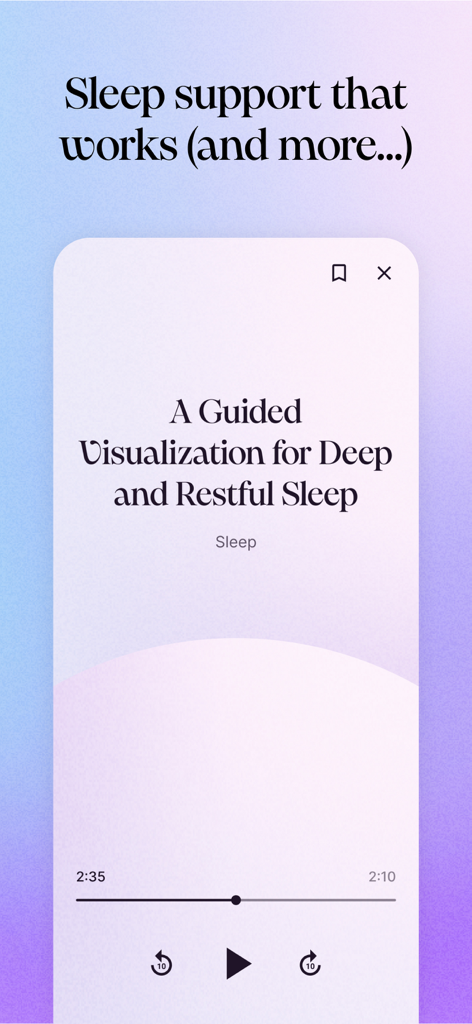 Joy 101 - Joy 101アプリの画面、ガイド付き睡眠視覚化のためのオーディオプレーヤーを表示